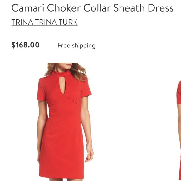 NWT- Trina Turk Campari Red Choker Dress, 6 - Picture 7 of 13